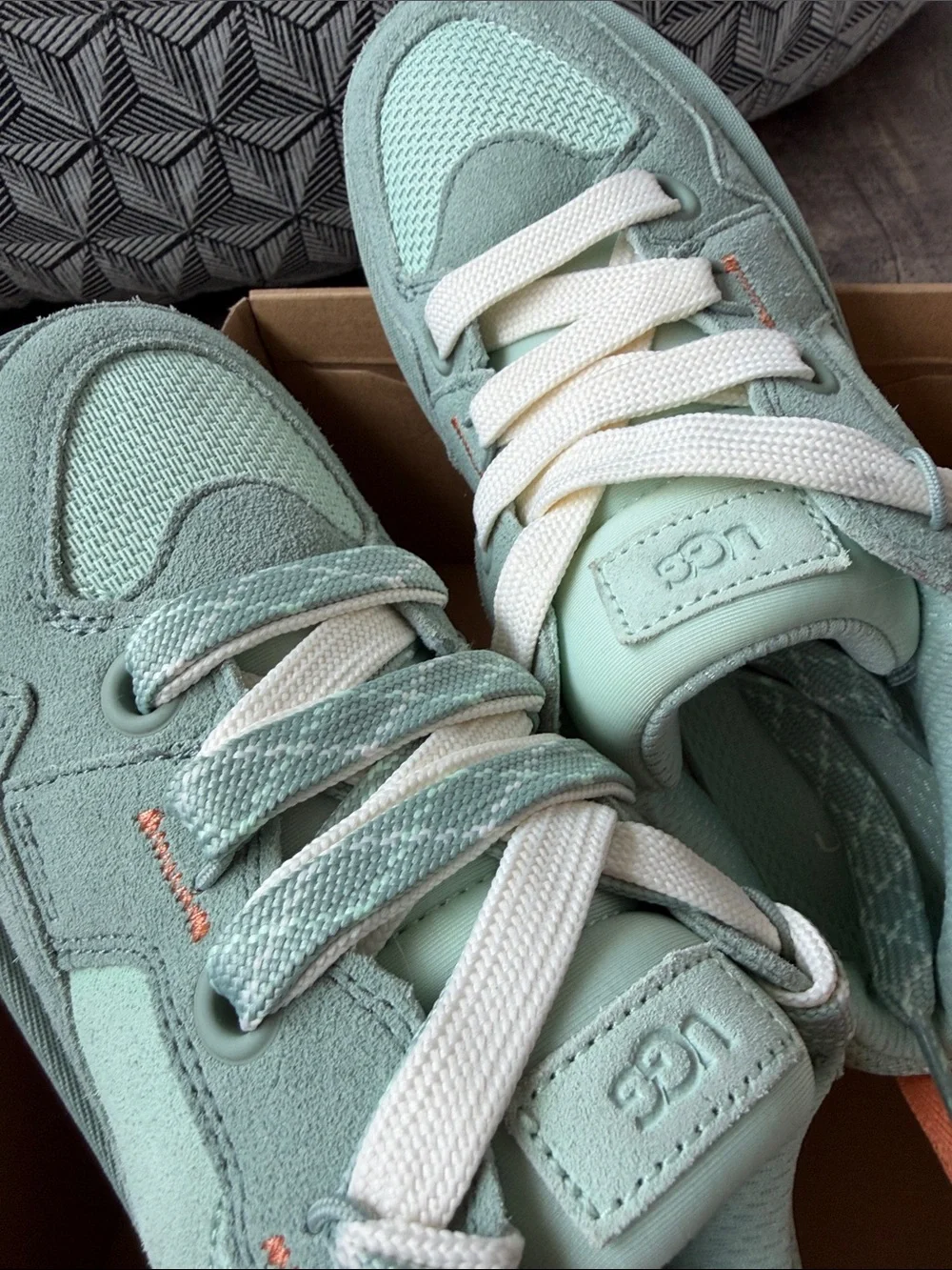 UGG women’s Mint Green and Peach Accent Lace-Up Sneakers - Picture 4 of 10